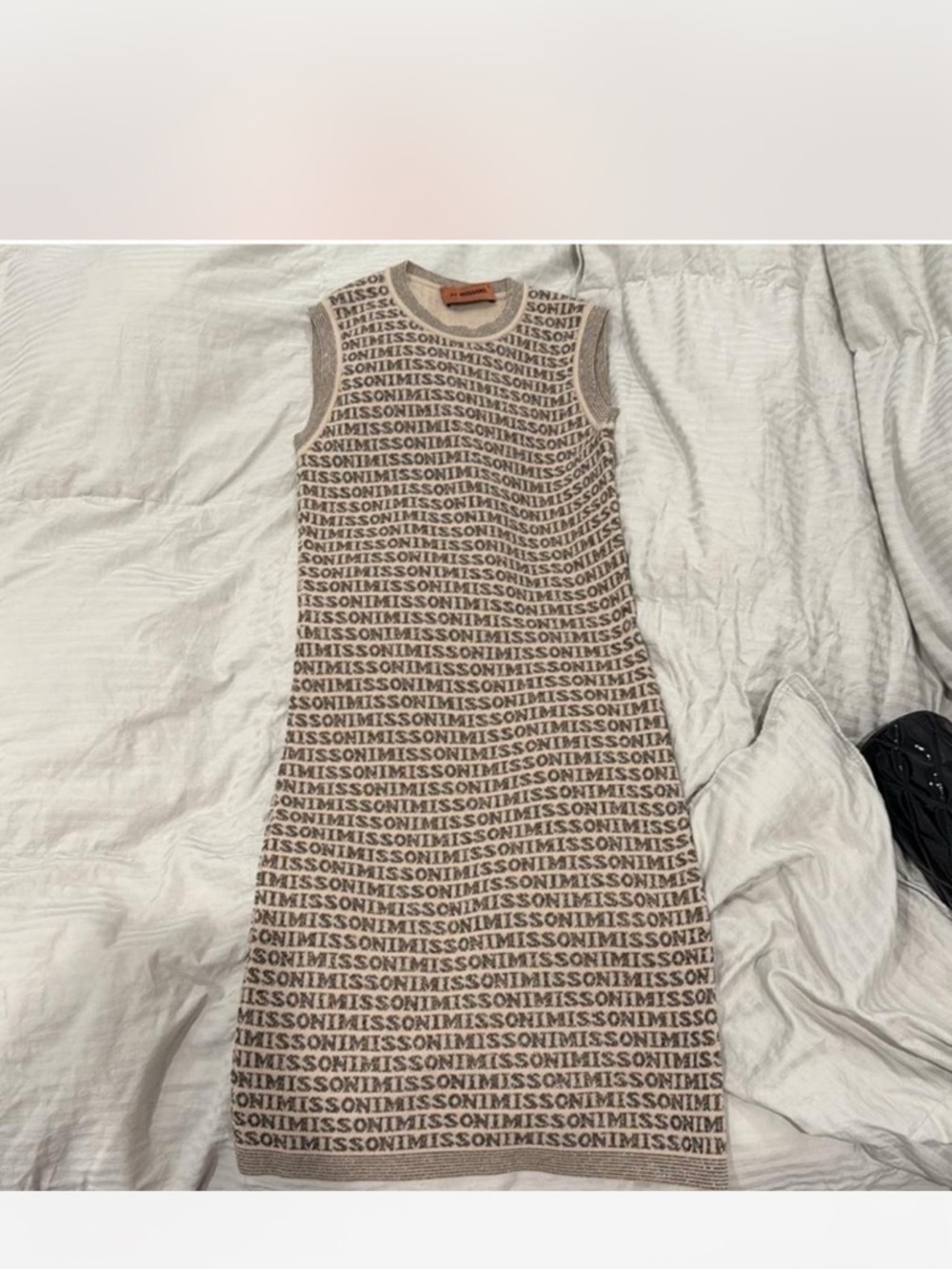 Missoni Beige and Cream Logo Knit Midi Dress